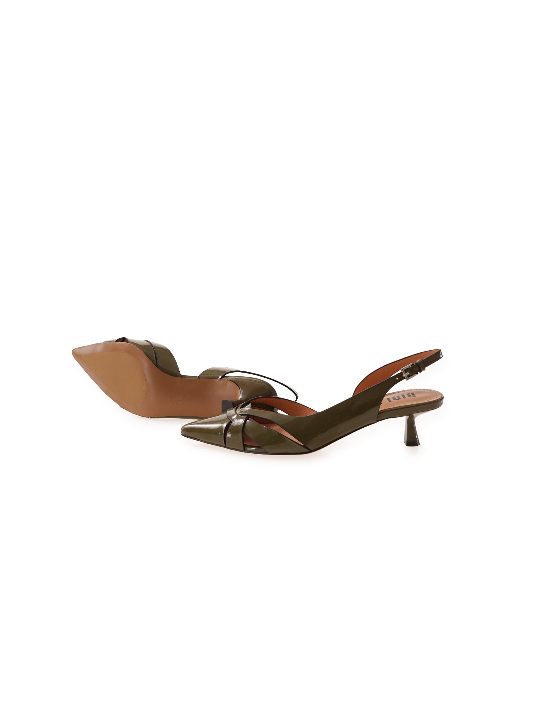 Khakifarbener Lack Sling-Pumps